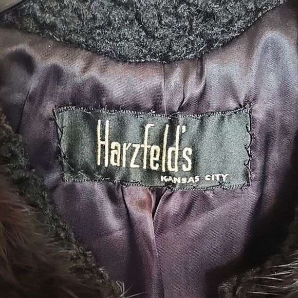 True Vintage Persian Lamb Wool Black Short Coat W Real Fur Collar 1950s 1960s - Picture 8 of 14